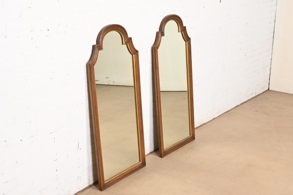 Henredon French Regency Louis XVI Carved Walnut and Gold Gilt Tall Wall Mirrors, Circa 1960s - Image 3