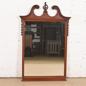 Baker Furniture Style Georgian Carved Mahogany Framed Wall Mirror, Circa 1940s