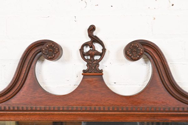 Baker Furniture Style Georgian Carved Mahogany Framed Wall Mirror, Circa 1940s - Image 5