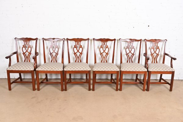 Baker Furniture Style Georgian Carved Mahogany Dining Chairs, Set of Six - Image 2