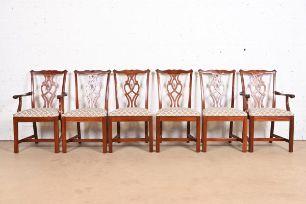 Baker Furniture Style Georgian Carved Mahogany Dining Chairs, Set of Six - Image 3