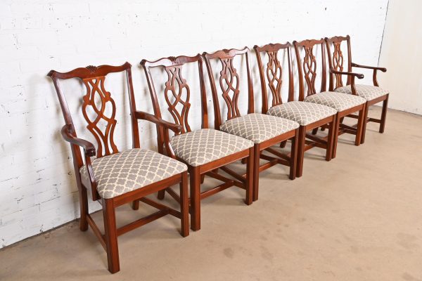 Baker Furniture Style Georgian Carved Mahogany Dining Chairs, Set of Six - Image 4