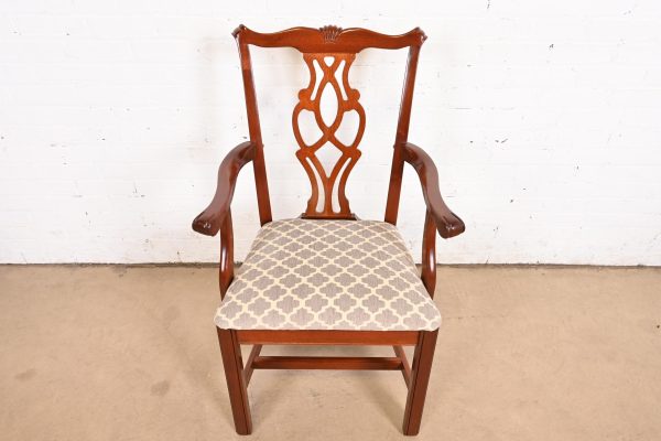 Baker Furniture Style Georgian Carved Mahogany Dining Chairs, Set of Six - Image 10