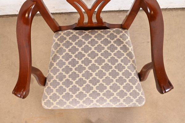 Baker Furniture Style Georgian Carved Mahogany Dining Chairs, Set of Six - Image 9