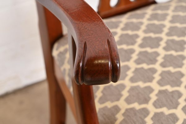 Baker Furniture Style Georgian Carved Mahogany Dining Chairs, Set of Six - Image 8