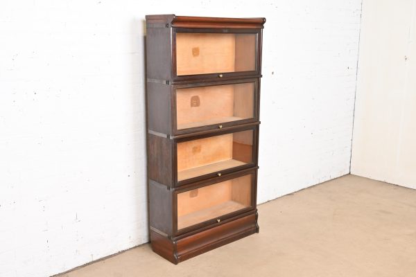 Antique Arts & Crafts Mahogany Four-Stack Barrister Bookcase by Macey, Circa 1920s - Image 4
