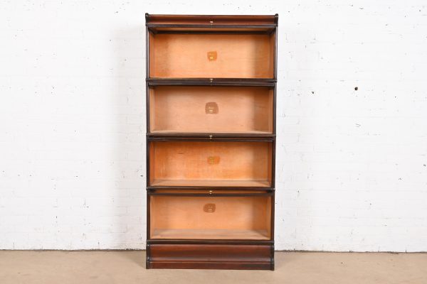 Antique Arts & Crafts Mahogany Four-Stack Barrister Bookcase by Macey, Circa 1920s - Image 5