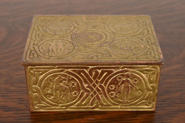 Tiffany Studios New York Zodiac Pattern Bronze Doré Box