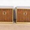 Mastercraft Mid-Century Hollywood Regency Campaign Walnut and Brass Nightstands, Pair - Image 2