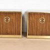 Mastercraft Mid-Century Hollywood Regency Campaign Walnut and Brass Nightstands, Pair - Image 3