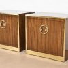 Mastercraft Mid-Century Hollywood Regency Campaign Walnut and Brass Nightstands, Pair