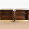Mastercraft Mid-Century Hollywood Regency Campaign Walnut and Brass Nightstands, Pair - Image 5