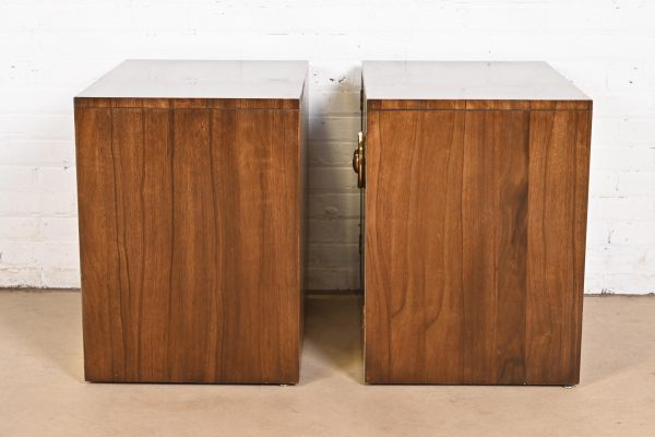 Mastercraft Mid-Century Hollywood Regency Campaign Walnut and Brass Nightstands, Pair - Image 9