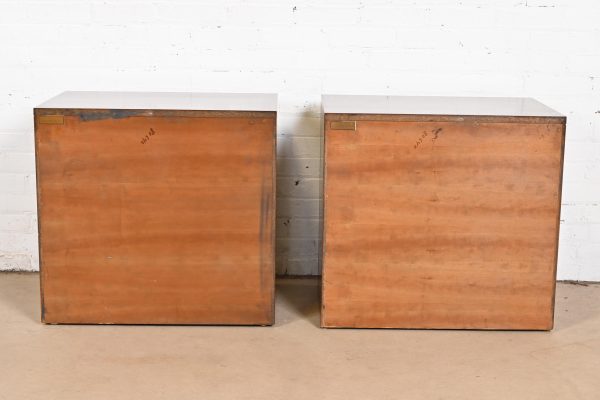 Mastercraft Mid-Century Hollywood Regency Campaign Walnut and Brass Nightstands, Pair - Image 10