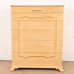 Grosfeld House Mid-Century Hollywood Regency Bleached Mahogany Highboy Dresser, Circa 1940s