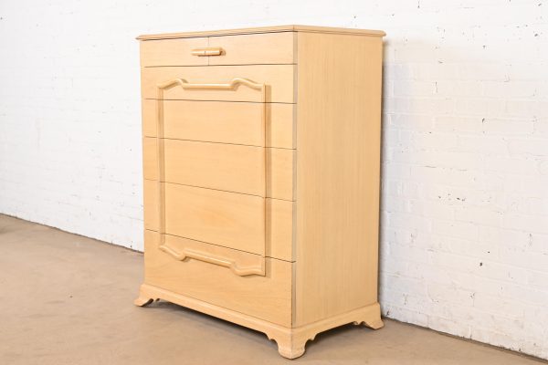 Grosfeld House Mid-Century Hollywood Regency Bleached Mahogany Highboy Dresser, Circa 1940s - Image 3