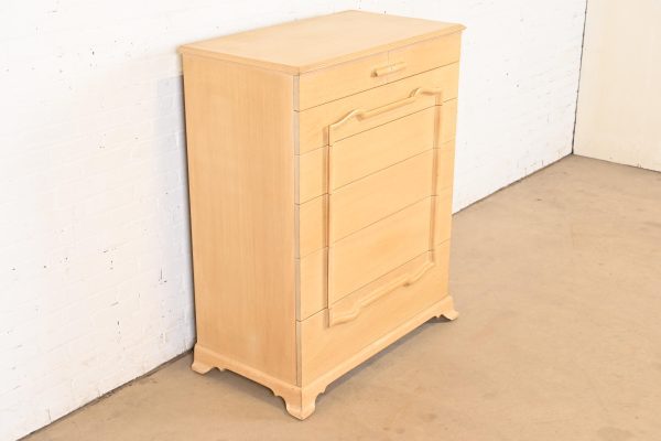 Grosfeld House Mid-Century Hollywood Regency Bleached Mahogany Highboy Dresser, Circa 1940s - Image 4