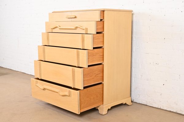 Grosfeld House Mid-Century Hollywood Regency Bleached Mahogany Highboy Dresser, Circa 1940s - Image 5