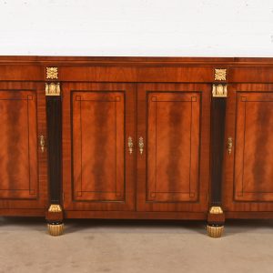 Baker Furniture French Empire Flame Mahogany Sideboard or Bar Cabinet