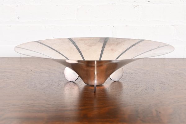 Antique Art Deco Silverplate Footed Centerpiece Bowl or Fruit Bowl by WMF Ikora, Circa 1930s