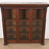R. J. Horner Style American Empire Carved Oak Glass Front Triple Bookcase Cabinet, Circa 1890 - Image 2