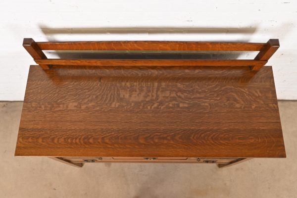Gustav Stickley Antique Mission Oak Arts & Crafts Strap Hinge Sideboard, Circa 1910 - Image 9