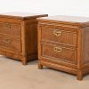 Thomasville Mid-Century Modern Hollywood Regency Campaign Nightstands, Pair