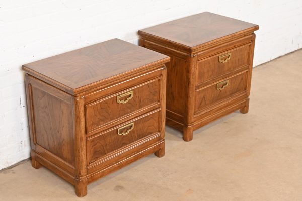 Thomasville Mid-Century Modern Hollywood Regency Campaign Nightstands, Pair - Image 4