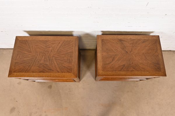 Thomasville Mid-Century Modern Hollywood Regency Campaign Nightstands, Pair - Image 9