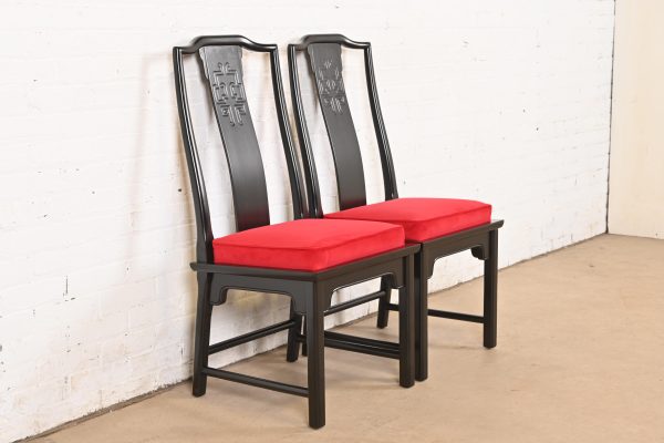 Raymond Sobota for Century Furniture Hollywood Regency Chinoiserie Black Lacquered Dining Chairs, Set of Ten - Image 5