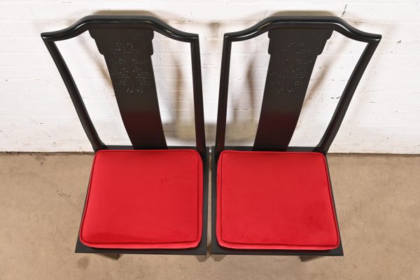 Raymond Sobota for Century Furniture Hollywood Regency Chinoiserie Black Lacquered Dining Chairs, Set of Ten - Image 6