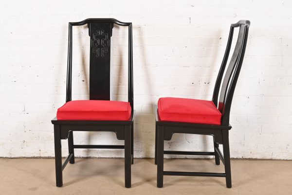Raymond Sobota for Century Furniture Hollywood Regency Chinoiserie Black Lacquered Dining Chairs, Set of Ten - Image 7
