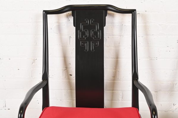 Raymond Sobota for Century Furniture Hollywood Regency Chinoiserie Black Lacquered Dining Chairs, Set of Ten - Image 8