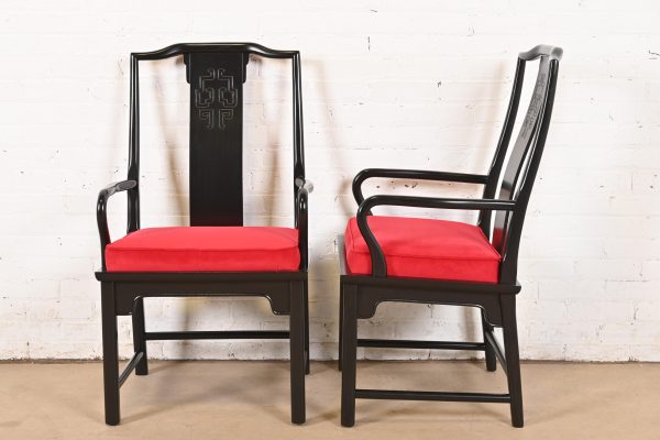 Raymond Sobota for Century Furniture Hollywood Regency Chinoiserie Black Lacquered Dining Chairs, Set of Ten - Image 10