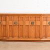 Henredon Style Mid-Century Modern Sculpted Walnut Sideboard Credenza, 1960s