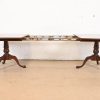 Drexel Heritage Georgian Banded Flame Mahogany Double Pedestal Extension Dining Table, Newly Refinished - Image 6