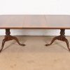 Drexel Heritage Georgian Banded Flame Mahogany Double Pedestal Extension Dining Table, Newly Refinished - Image 2