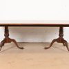 Drexel Heritage Georgian Banded Flame Mahogany Double Pedestal Extension Dining Table, Newly Refinished - Image 3