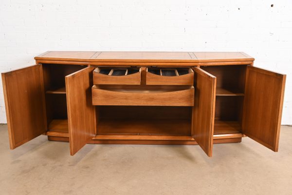 Henredon Style Mid-Century Modern Sculpted Walnut Sideboard Credenza, 1960s - Image 5