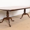 Drexel Heritage Georgian Banded Flame Mahogany Double Pedestal Extension Dining Table, Newly Refinished - Image 4
