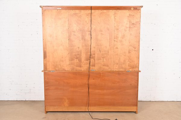 Stickley Harvey Ellis Collection Arts & Crafts Inlaid Oak Lighted Breakfront Bookcase Cabinet - Image 11
