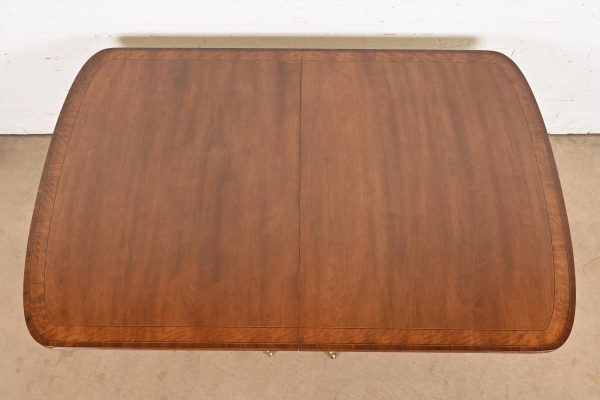 Henredon Georgian Banded Mahogany Double Pedestal Extension Dining Table, Newly Refinished - Image 9