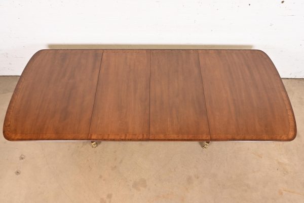 Henredon Georgian Banded Mahogany Double Pedestal Extension Dining Table, Newly Refinished - Image 5