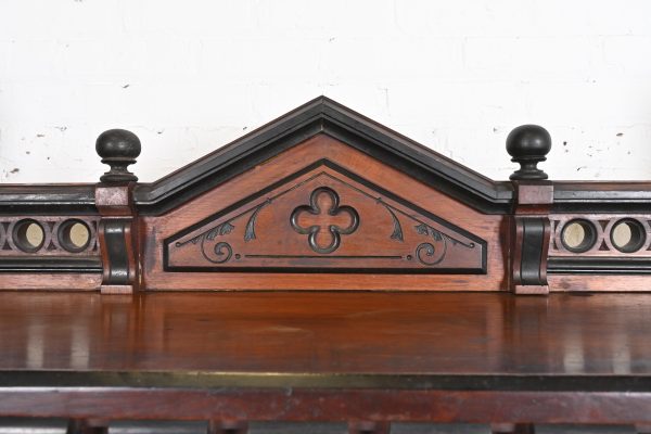 Herter Brothers Style Antique Eastlake Victorian Carved Walnut Bookcase, Circa 1880s - Image 6