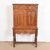 English Jacobean Carved Oak Bookcase or Bar Cabinet by Irwin, Circa 1920s - Image 2