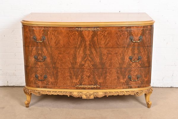 Romweber French Provincial Louis XV Flame Mahogany and Parcel Painted Dresser, Circa 1920s - Image 2