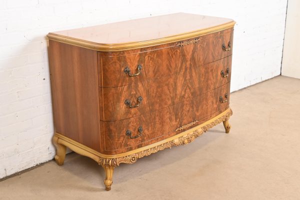 Romweber French Provincial Louis XV Flame Mahogany and Parcel Painted Dresser, Circa 1920s - Image 4