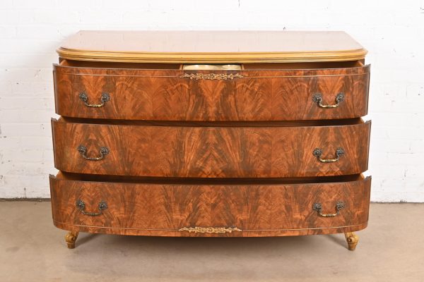 Romweber French Provincial Louis XV Flame Mahogany and Parcel Painted Dresser, Circa 1920s - Image 5