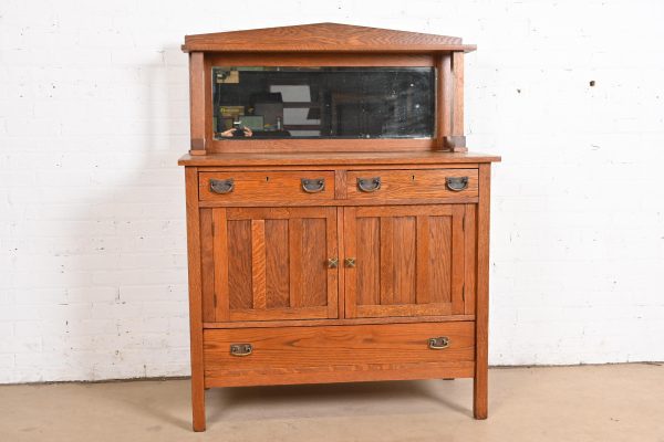 Stickley Brothers Style Antique Mission Oak Arts & Crafts Sideboard or Bar Cabinet, Circa 1900 - Image 3