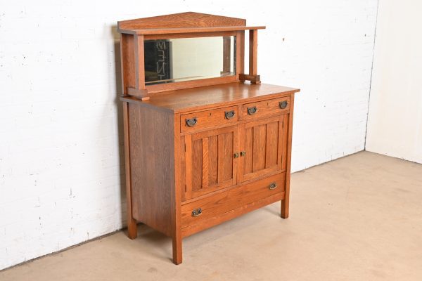 Stickley Brothers Style Antique Mission Oak Arts & Crafts Sideboard or Bar Cabinet, Circa 1900 - Image 2